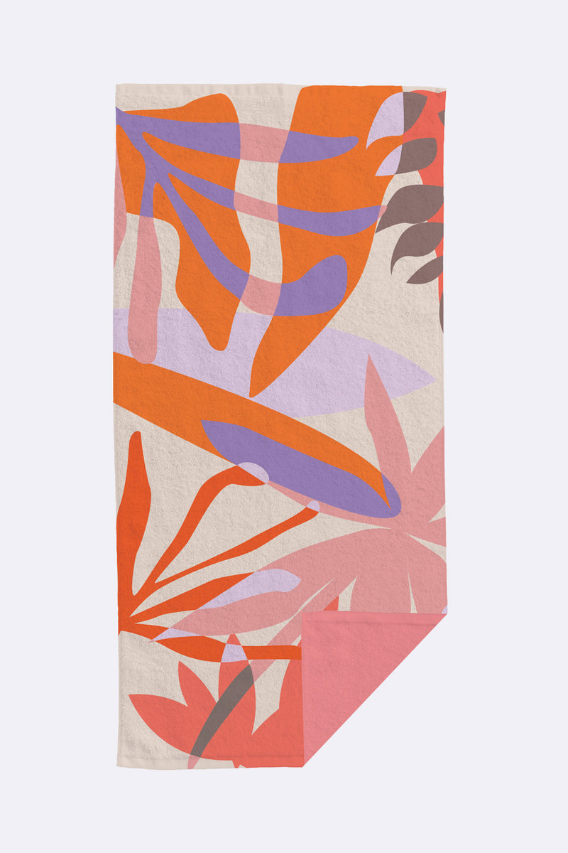 Cotton Beach Towel tropical flowers