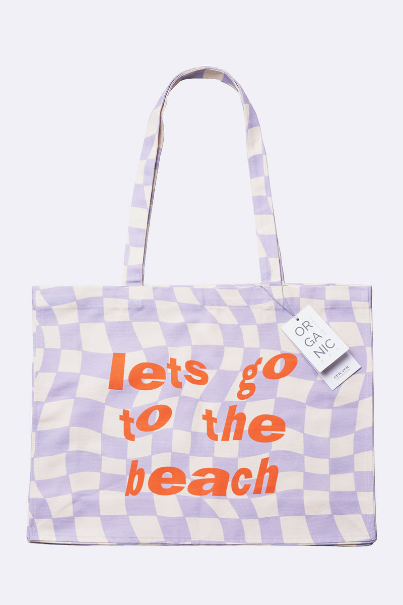 Stofftasche - Jutebeutel - 48 x 14 x 42 cm - 100% Bio-Baumwolle - Organic Cotton Bag Let's go to the beach