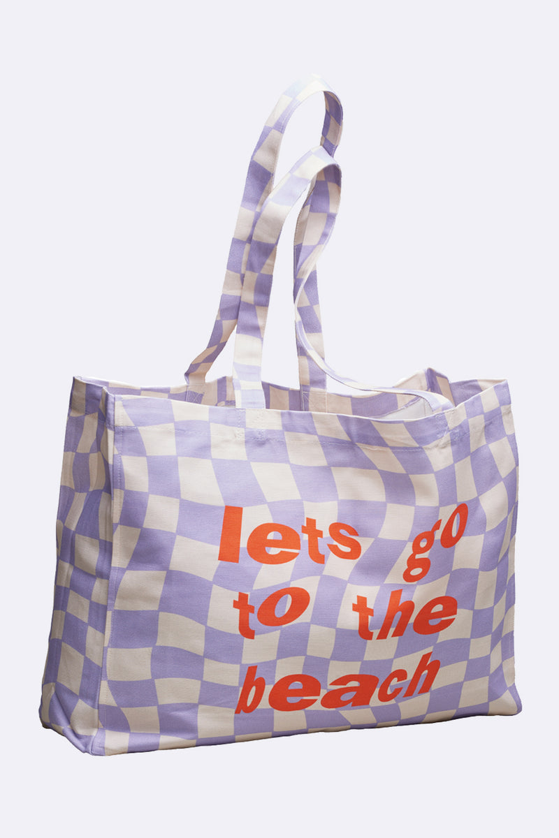 Stofftasche - Jutebeutel - 48 x 14 x 42 cm - 100% Bio-Baumwolle - Organic Cotton Bag Let's go to the beach