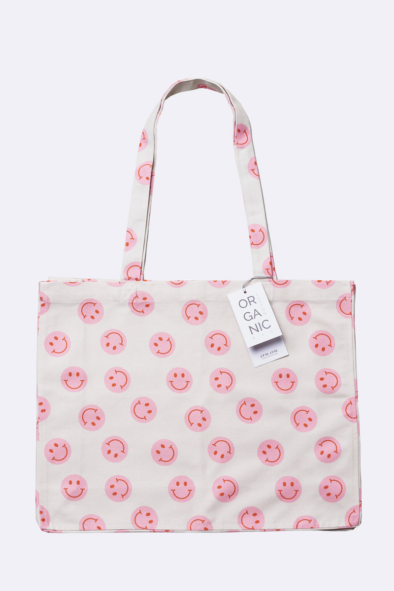 Stofftasche - Jutebeutel - 48 x 14 x 42 cm - 100% Bio-Baumwolle - Organic Cotton Bag Smilies